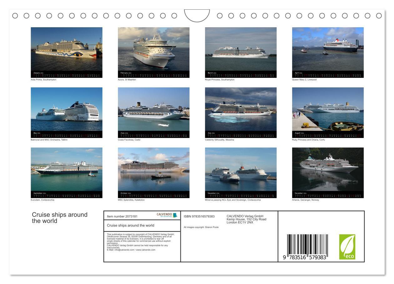 Beispielinhalt (Bild) Cruise ships around the world (Wall Calendar 2026 DIN A4 landscape), CALVENDO 12 Month Wall Calendar