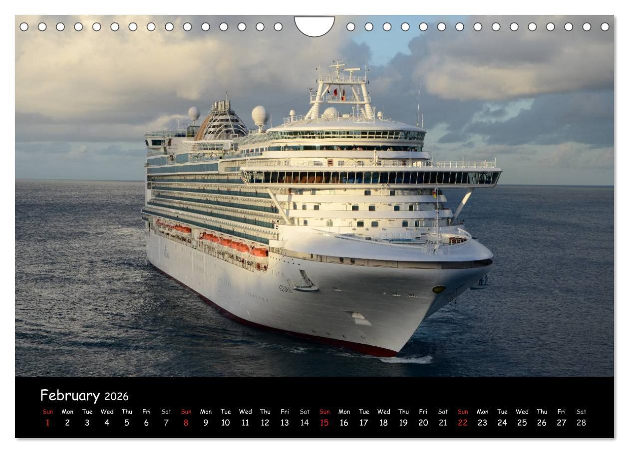 Beispielinhalt (Bild) Cruise ships around the world (Wall Calendar 2026 DIN A4 landscape), CALVENDO 12 Month Wall Calendar