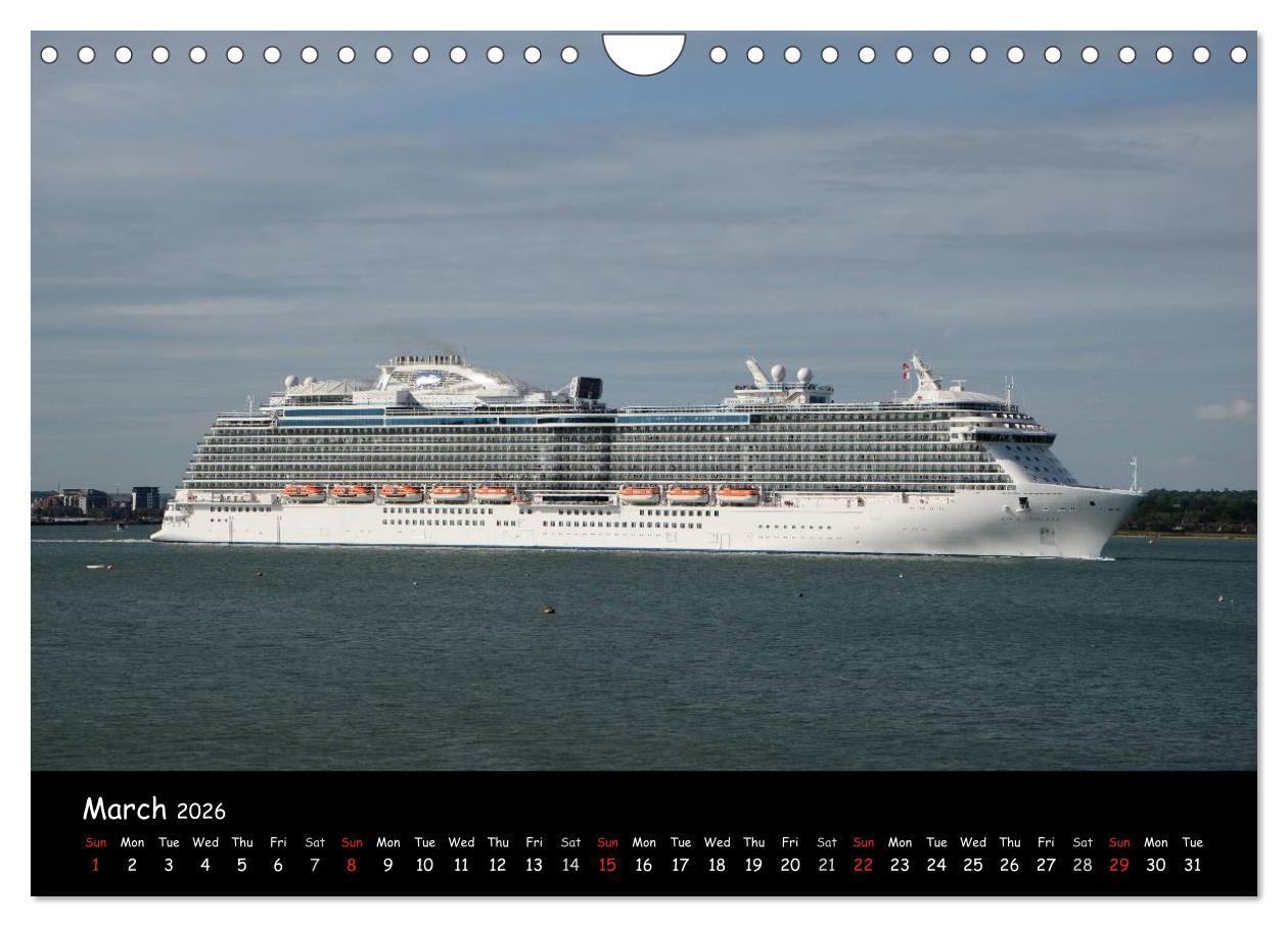 Beispielinhalt (Bild) Cruise ships around the world (Wall Calendar 2026 DIN A4 landscape), CALVENDO 12 Month Wall Calendar