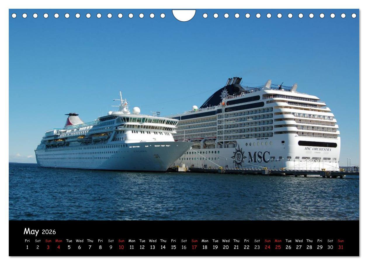 Beispielinhalt (Bild) Cruise ships around the world (Wall Calendar 2026 DIN A4 landscape), CALVENDO 12 Month Wall Calendar