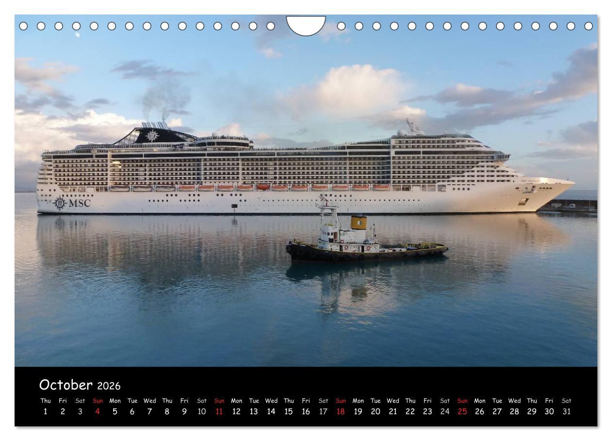 Beispielinhalt (Bild) Cruise ships around the world (Wall Calendar 2026 DIN A4 landscape), CALVENDO 12 Month Wall Calendar