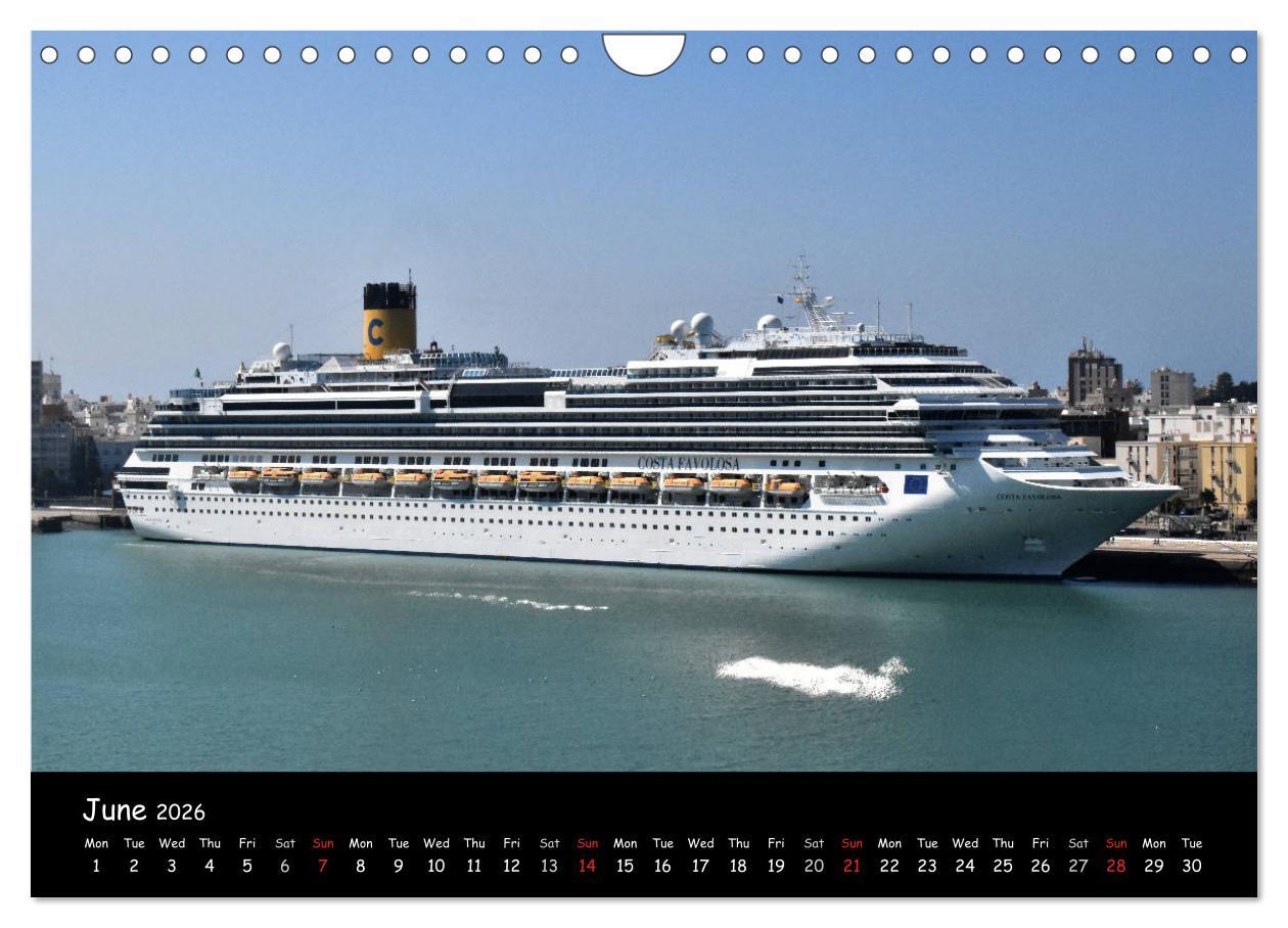 Beispielinhalt (Bild) Cruise ships around the world (Wall Calendar 2026 DIN A4 landscape), CALVENDO 12 Month Wall Calendar