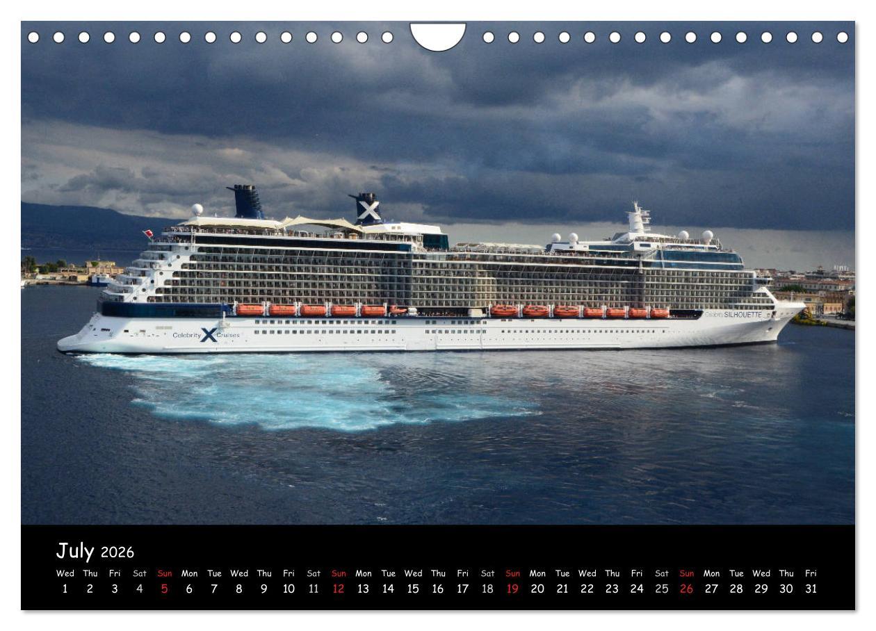Beispielinhalt (Bild) Cruise ships around the world (Wall Calendar 2026 DIN A4 landscape), CALVENDO 12 Month Wall Calendar
