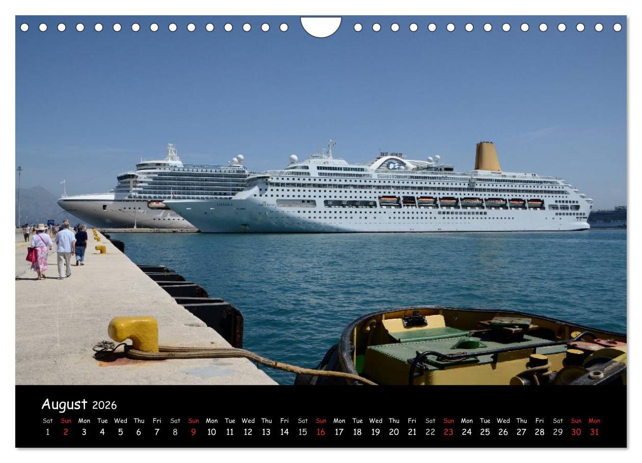 Beispielinhalt (Bild) Cruise ships around the world (Wall Calendar 2026 DIN A4 landscape), CALVENDO 12 Month Wall Calendar