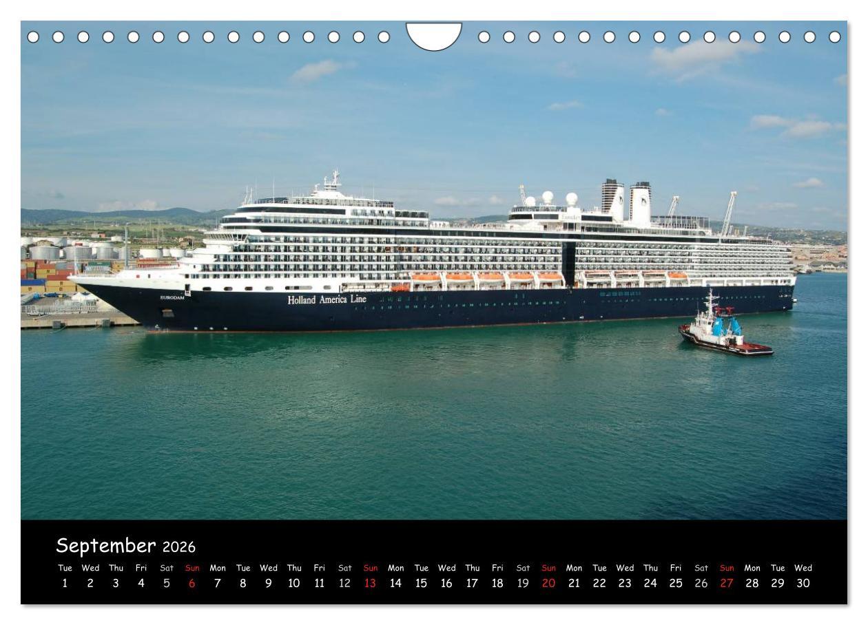 Beispielinhalt (Bild) Cruise ships around the world (Wall Calendar 2026 DIN A4 landscape), CALVENDO 12 Month Wall Calendar