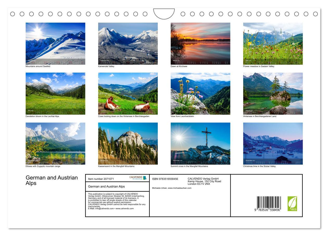 Beispielinhalt (Bild) German and Austrian Alps (Wall Calendar 2026 DIN A4 landscape), CALVENDO 12 Month Wall Calendar