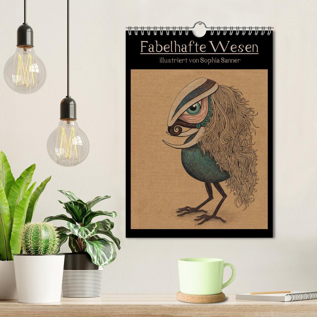 Beispielinhalt (Bild) Fabelhafte Wesen / Geburtstagskalender (Wandkalender 2026 DIN A4 hoch), CALVENDO Monatskalender