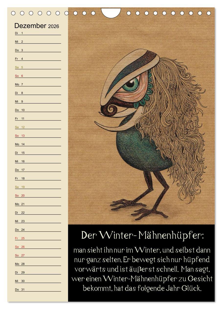 Beispielinhalt (Bild) Fabelhafte Wesen / Geburtstagskalender (Wandkalender 2026 DIN A4 hoch), CALVENDO Monatskalender