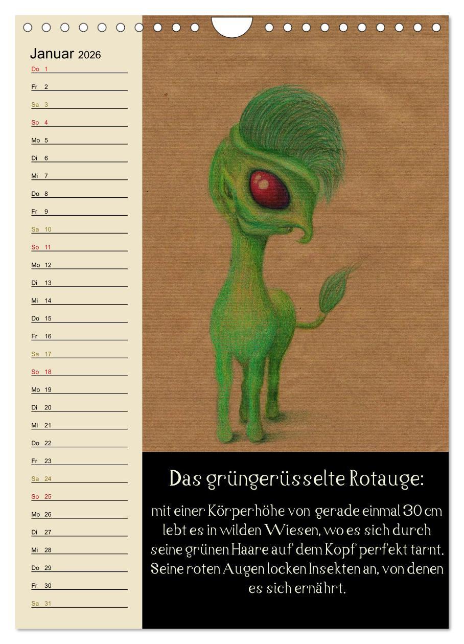 Beispielinhalt (Bild) Fabelhafte Wesen / Geburtstagskalender (Wandkalender 2026 DIN A4 hoch), CALVENDO Monatskalender