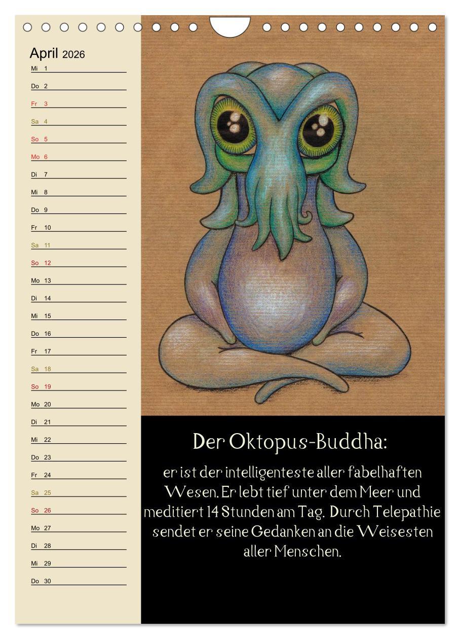 Beispielinhalt (Bild) Fabelhafte Wesen / Geburtstagskalender (Wandkalender 2026 DIN A4 hoch), CALVENDO Monatskalender