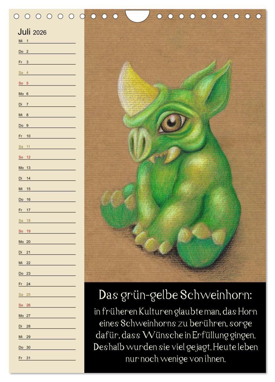 Beispielinhalt (Bild) Fabelhafte Wesen / Geburtstagskalender (Wandkalender 2026 DIN A4 hoch), CALVENDO Monatskalender
