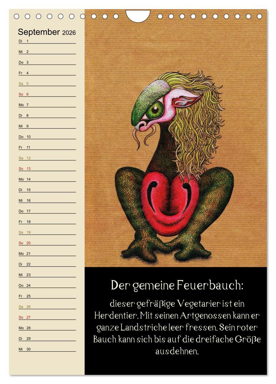 Beispielinhalt (Bild) Fabelhafte Wesen / Geburtstagskalender (Wandkalender 2026 DIN A4 hoch), CALVENDO Monatskalender