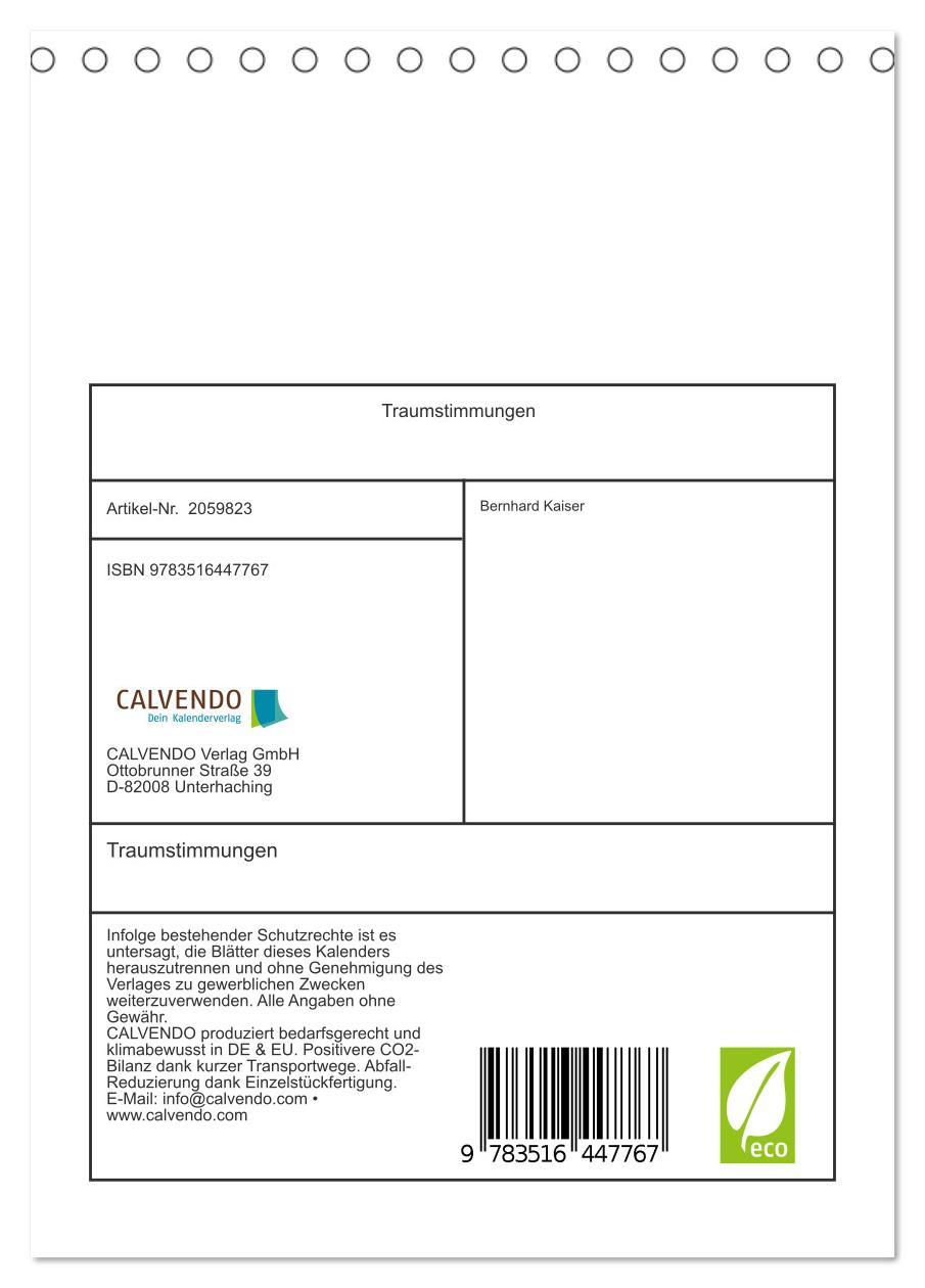 Beispielinhalt (Bild) Traumstimmungen (Tischkalender 2026 DIN A5 hoch), CALVENDO Monatskalender