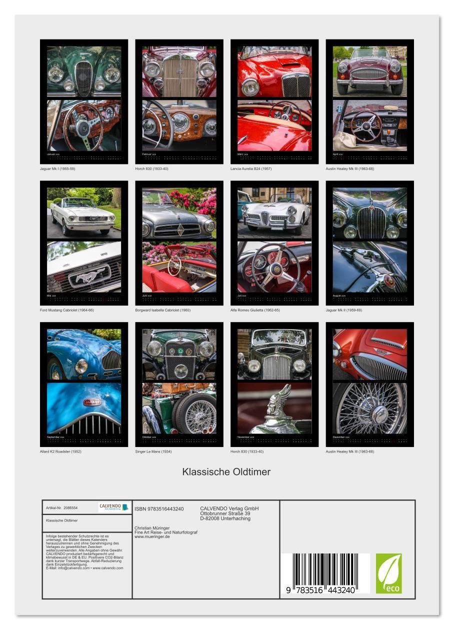 Beispielinhalt (Bild) Klassische Oldtimer (Wandkalender 2026 DIN A4 hoch), CALVENDO Monatskalender