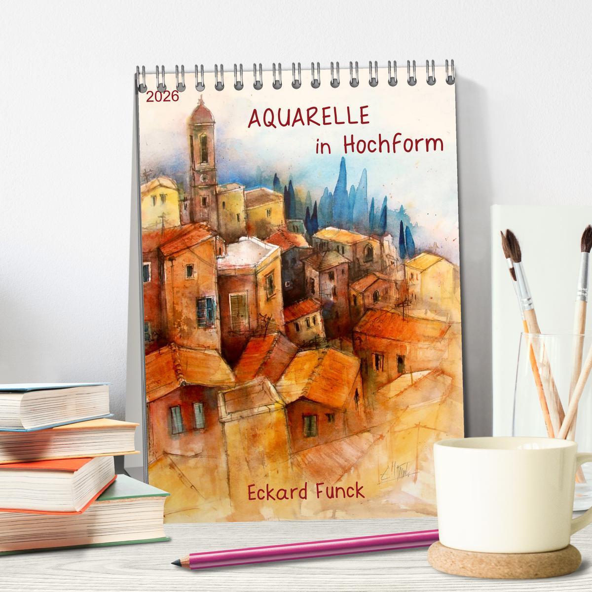 Beispielinhalt (Bild) Aquarelle in Hochform (Tischkalender 2026 DIN A5 hoch), CALVENDO Monatskalender