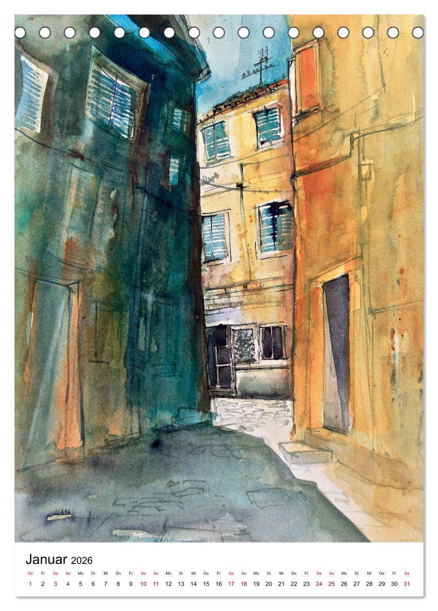 Beispielinhalt (Bild) Aquarelle in Hochform (Tischkalender 2026 DIN A5 hoch), CALVENDO Monatskalender