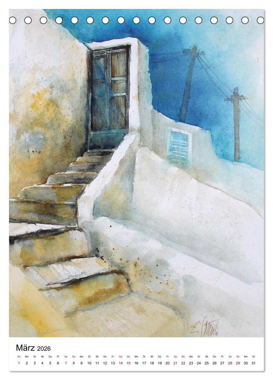 Beispielinhalt (Bild) Aquarelle in Hochform (Tischkalender 2026 DIN A5 hoch), CALVENDO Monatskalender