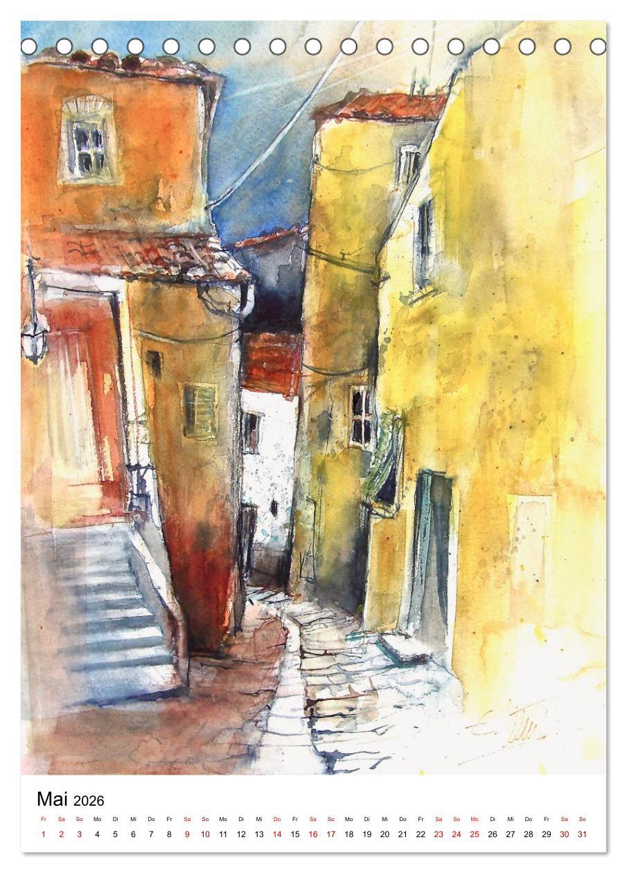 Beispielinhalt (Bild) Aquarelle in Hochform (Tischkalender 2026 DIN A5 hoch), CALVENDO Monatskalender