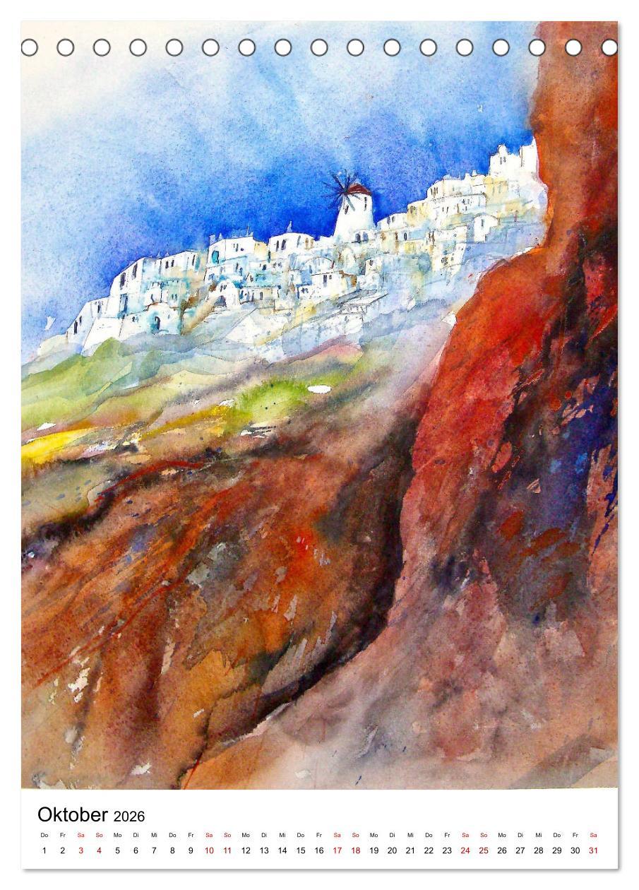 Beispielinhalt (Bild) Aquarelle in Hochform (Tischkalender 2026 DIN A5 hoch), CALVENDO Monatskalender