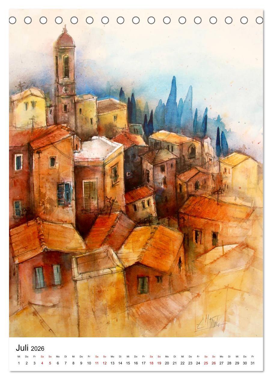 Beispielinhalt (Bild) Aquarelle in Hochform (Tischkalender 2026 DIN A5 hoch), CALVENDO Monatskalender