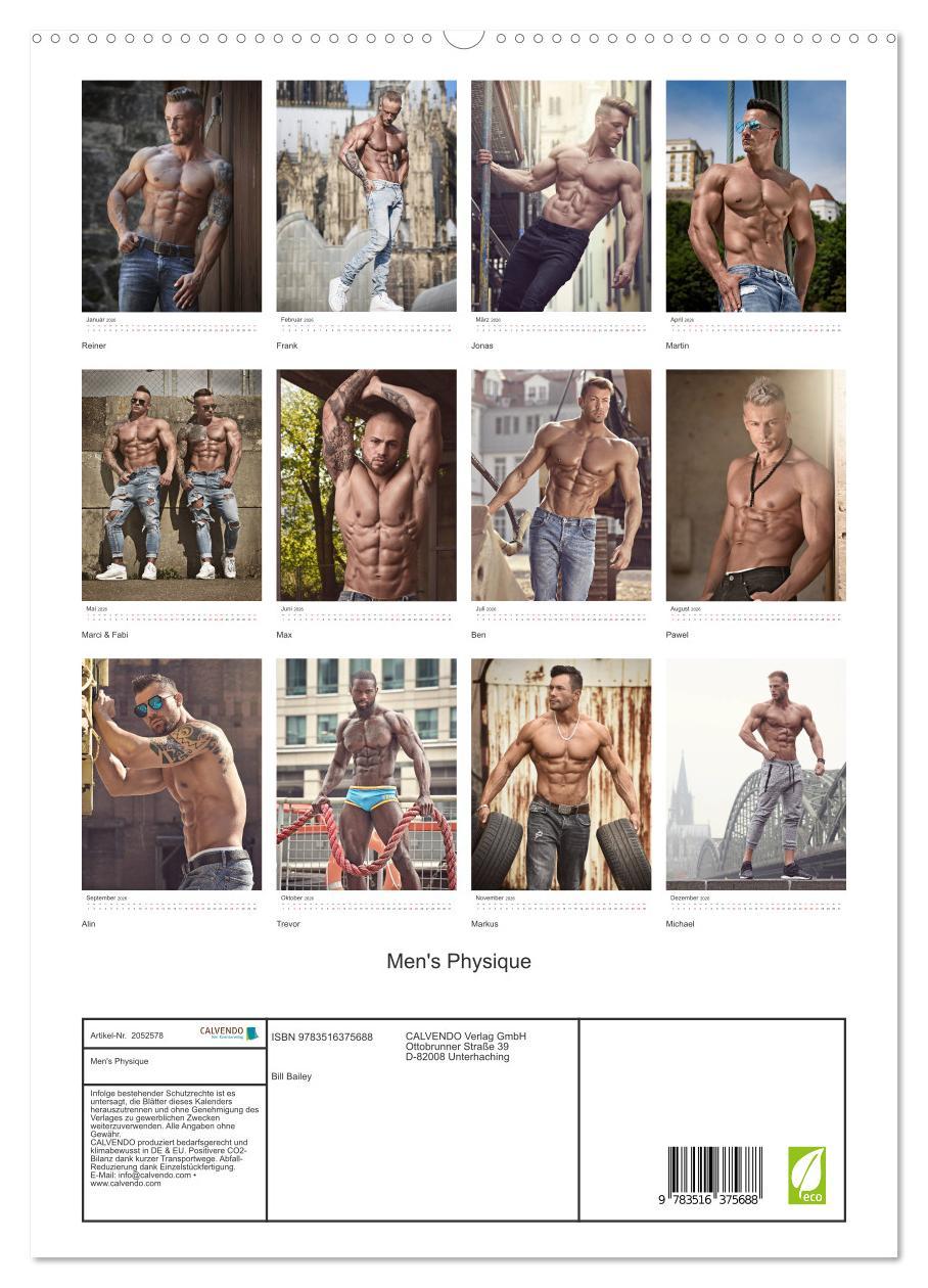 Beispielinhalt (Bild) Men's Physique (hochwertiger Premium Wandkalender 2026 DIN A2 hoch), Kunstdruck in Hochglanz