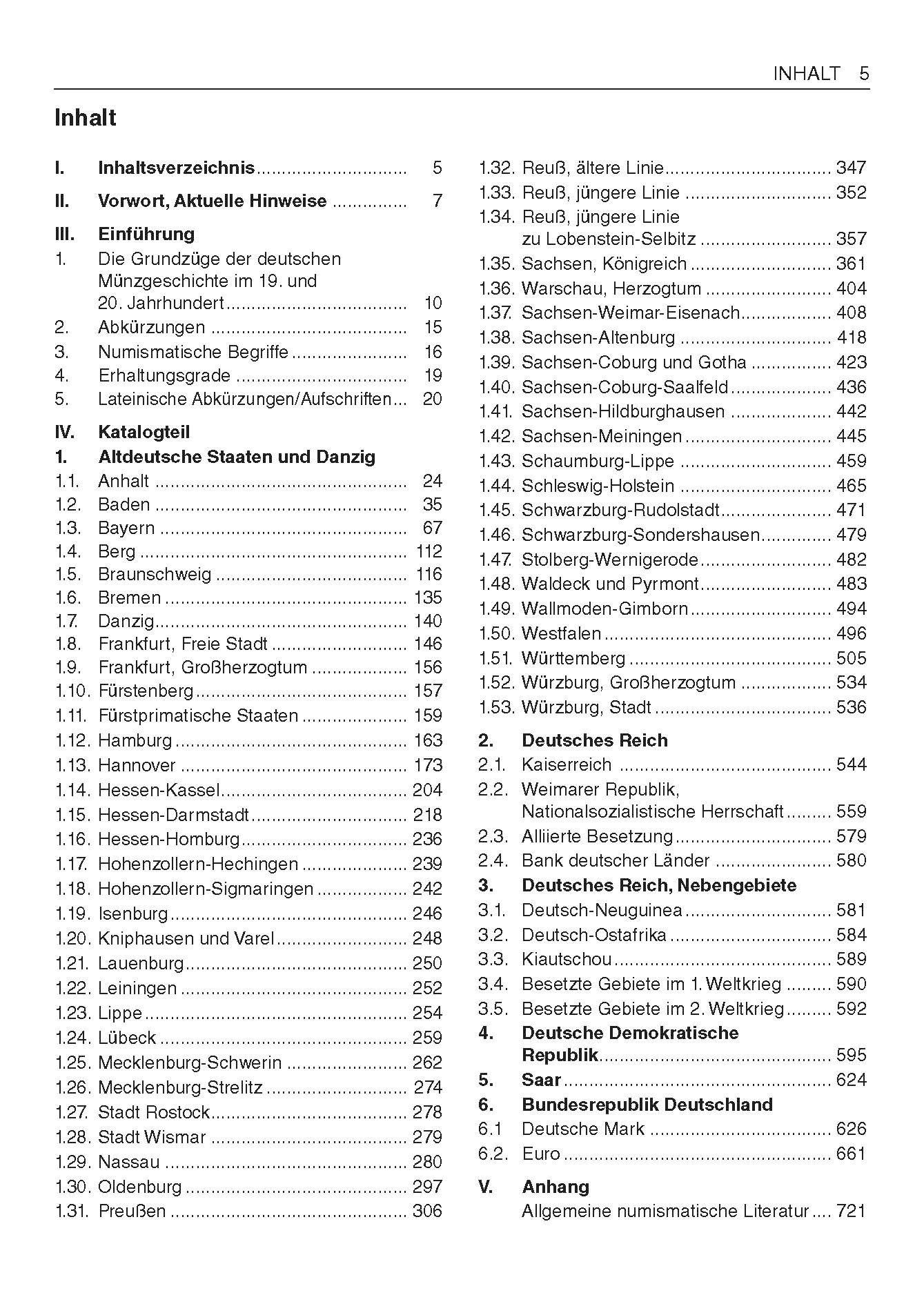 Beispielinhalt (Bild) Großer deutscher Münzkatalog