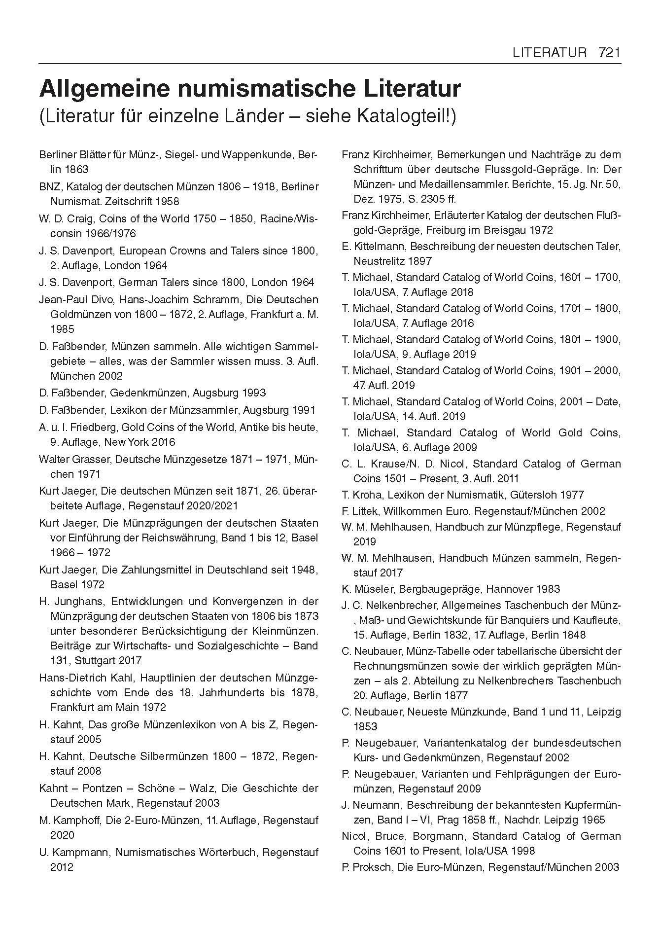 Beispielinhalt (Bild) Großer deutscher Münzkatalog