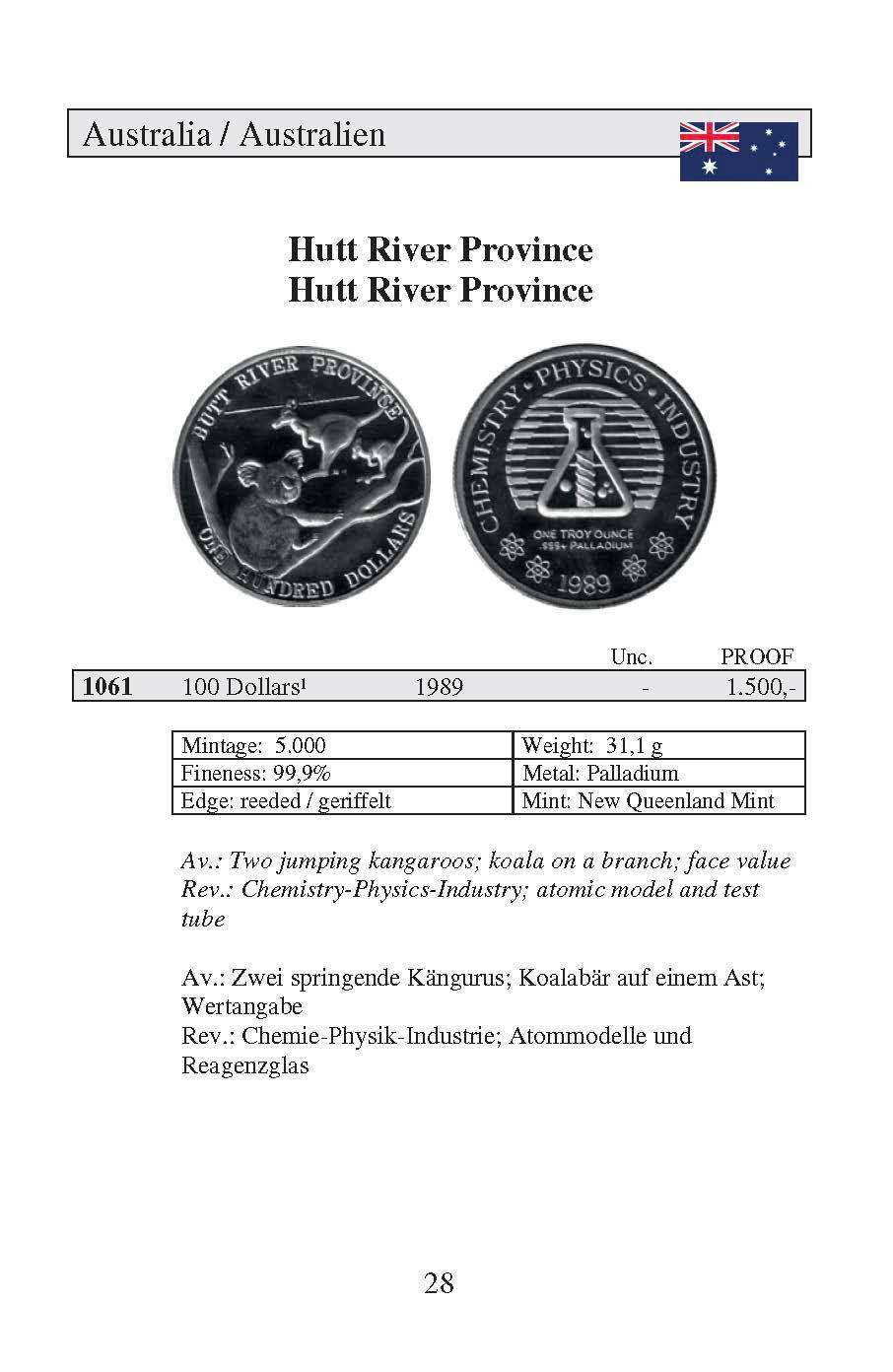 Beispielinhalt (Bild) Palladium-Münzkatalog