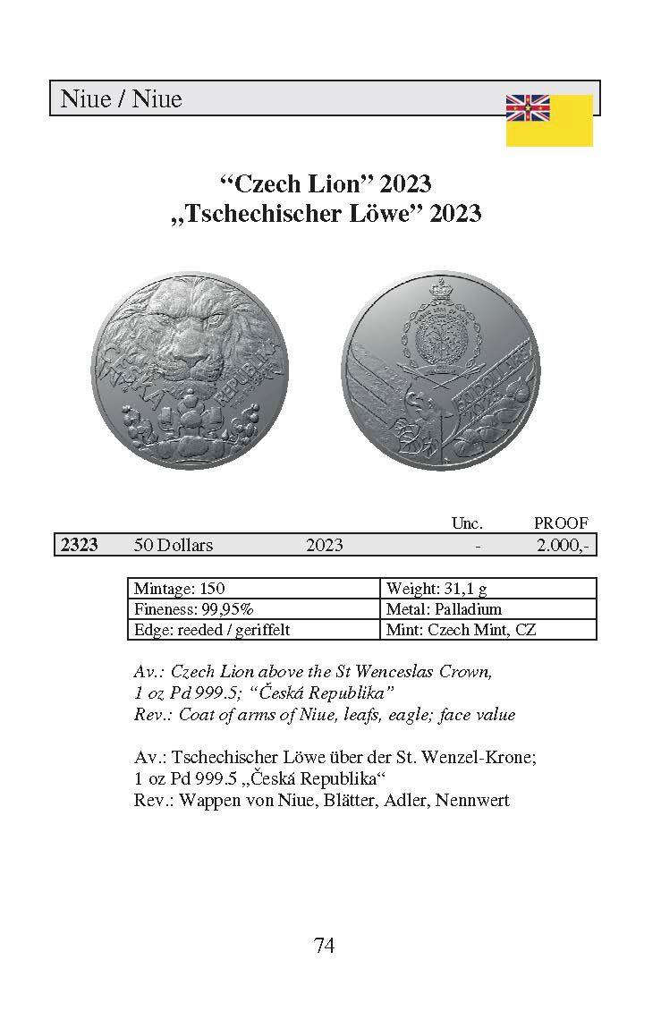 Beispielinhalt (Bild) Palladium-Münzkatalog