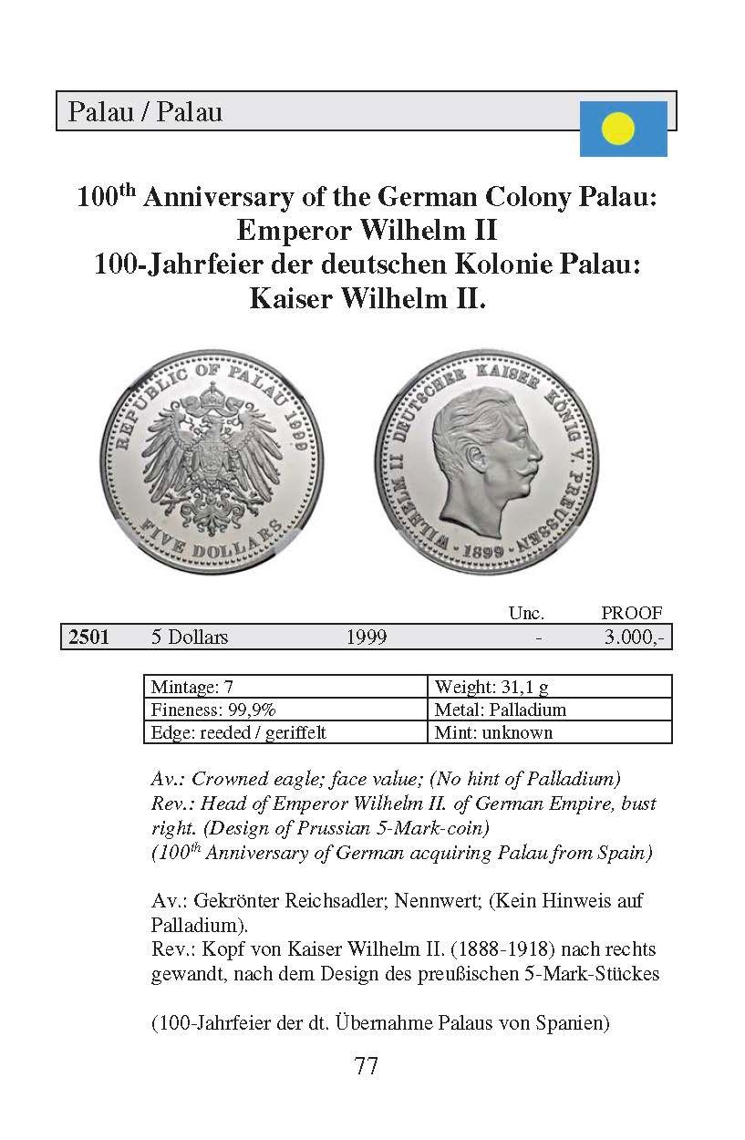 Beispielinhalt (Bild) Palladium-Münzkatalog
