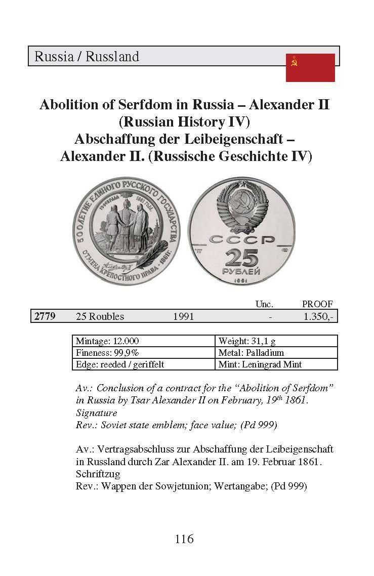 Beispielinhalt (Bild) Palladium-Münzkatalog