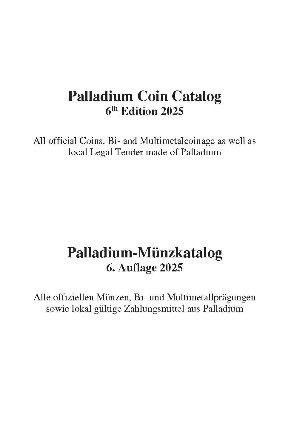 Beispielinhalt (Bild) Palladium-Münzkatalog