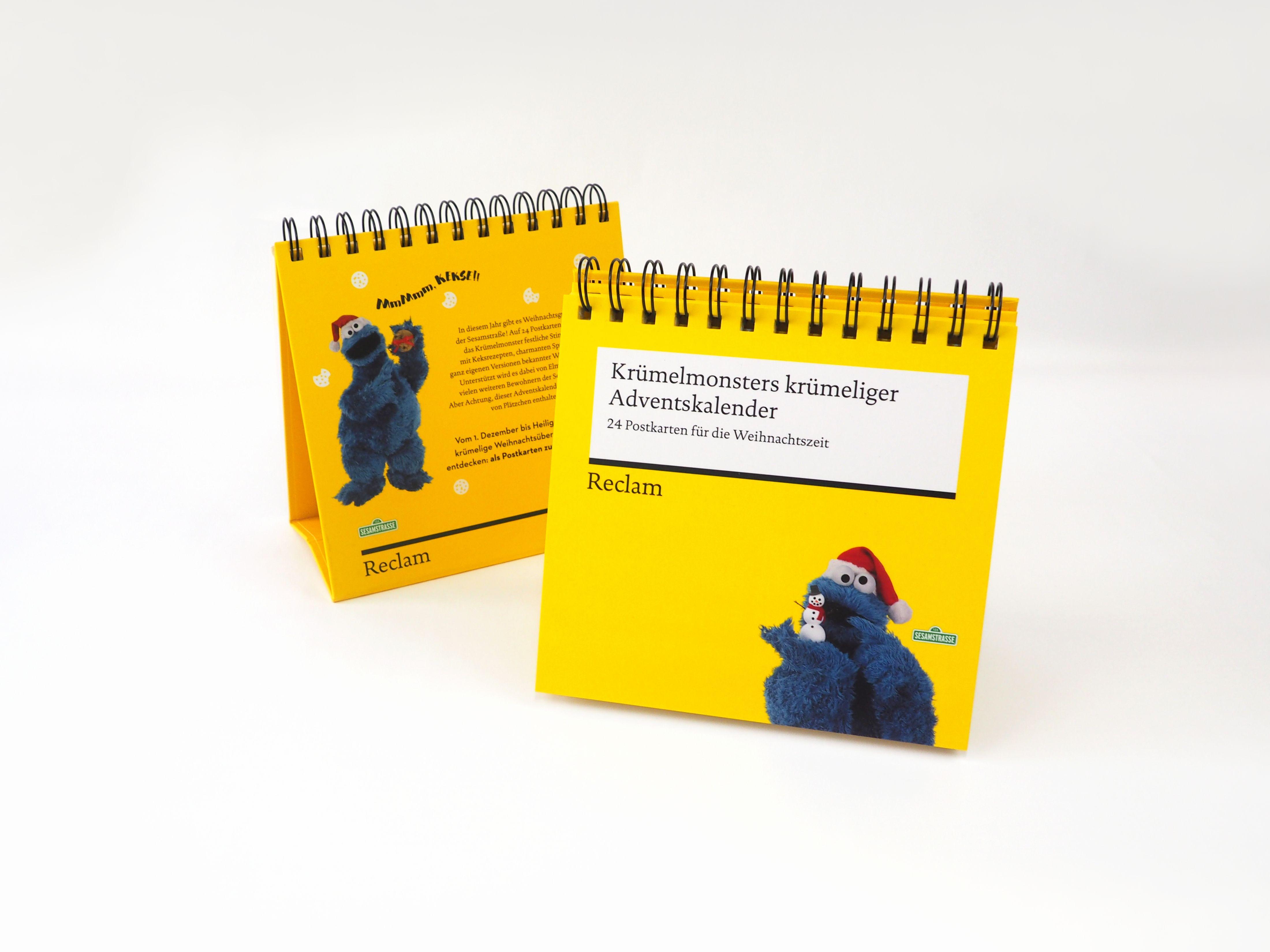 Beispielinhalt (Bild) Krümelmonsters krümeliger Adventskalender. 24 Postkarten für die Weihnachtszeit (Advents-Postkartenaufsteller)