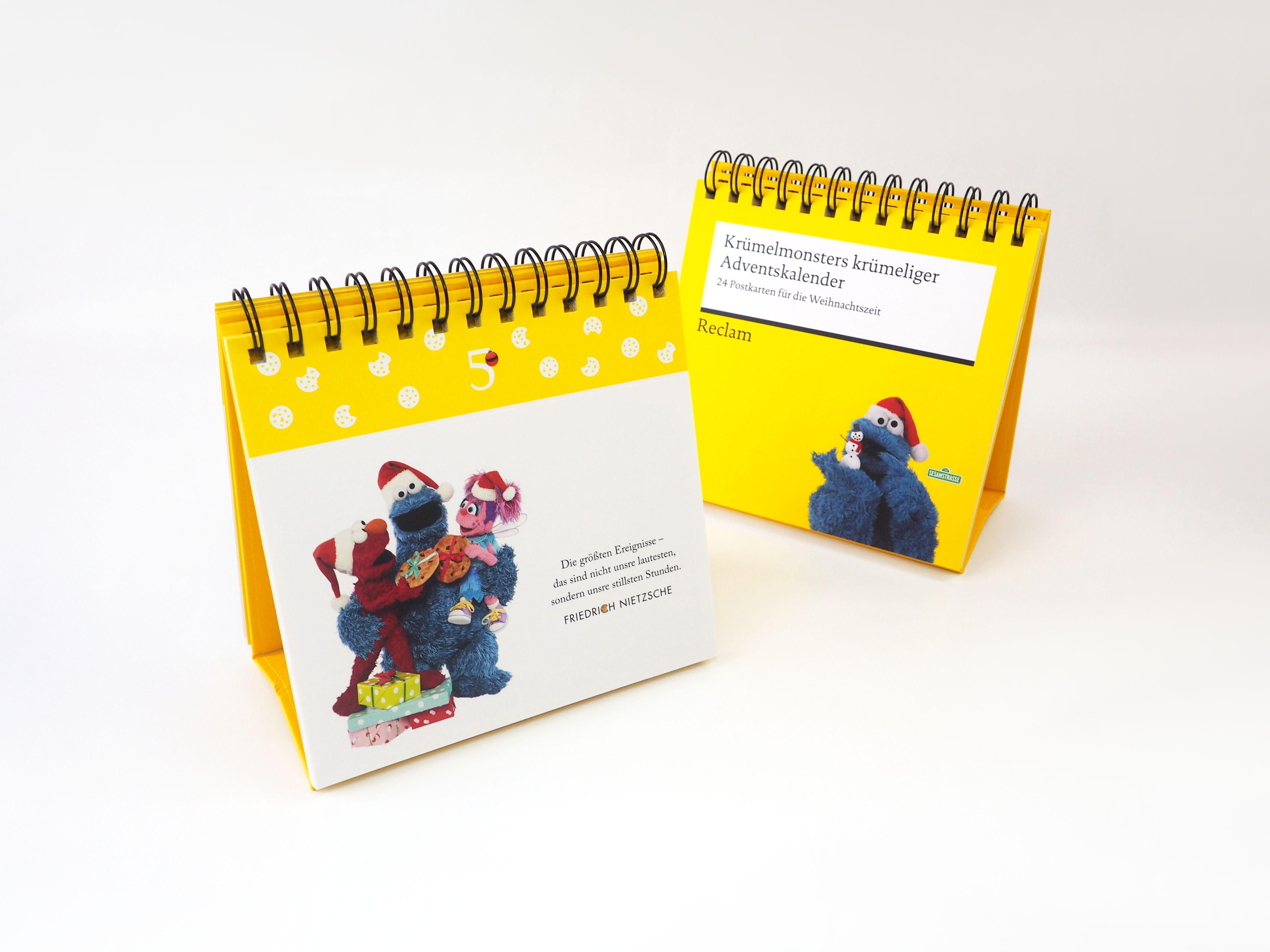 Beispielinhalt (Bild) Krümelmonsters krümeliger Adventskalender. 24 Postkarten für die Weihnachtszeit (Advents-Postkartenaufsteller)