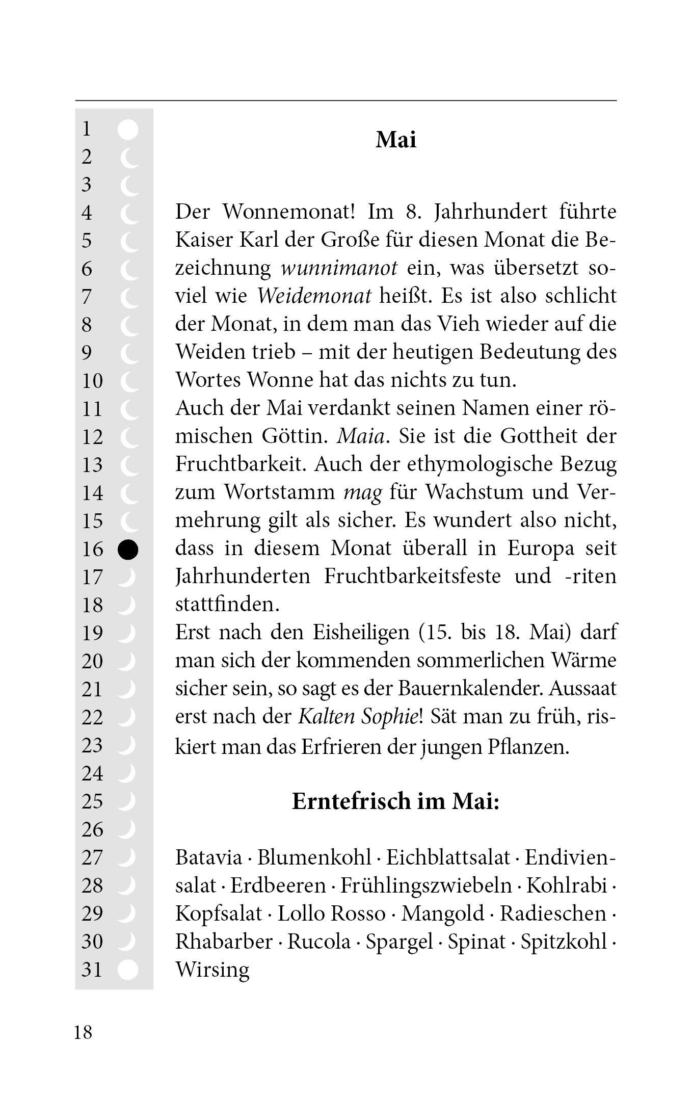 Beispielinhalt (Bild) Mondkalender 2026/2027 Tag für Tag