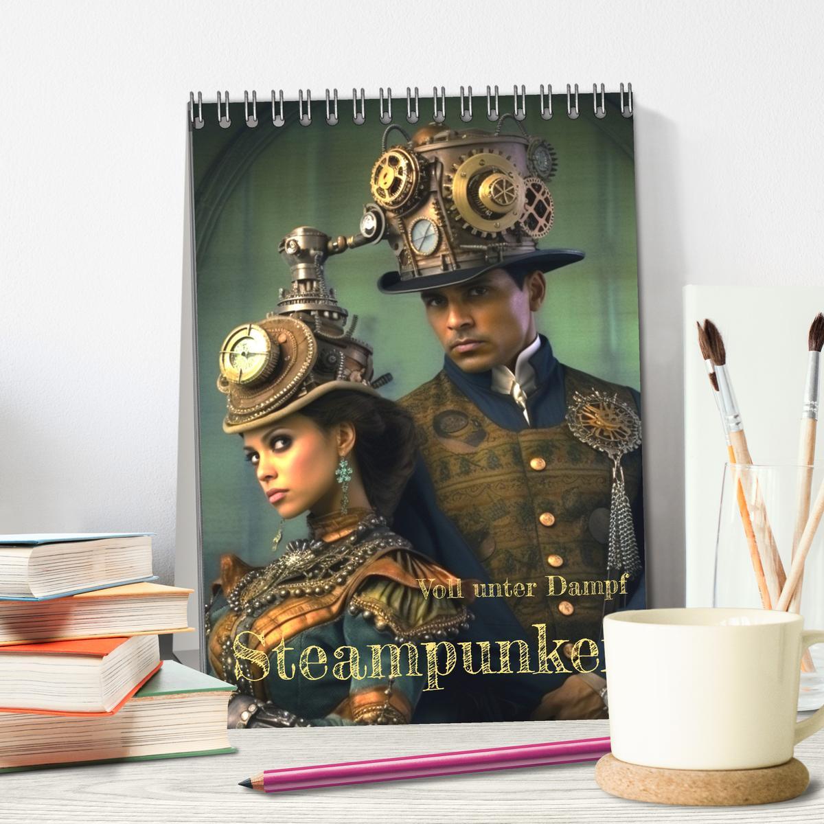 Beispielinhalt (Bild) Voll unter Dampf: Steampunker (Tischkalender 2026 DIN A5 hoch), CALVENDO Monatskalender