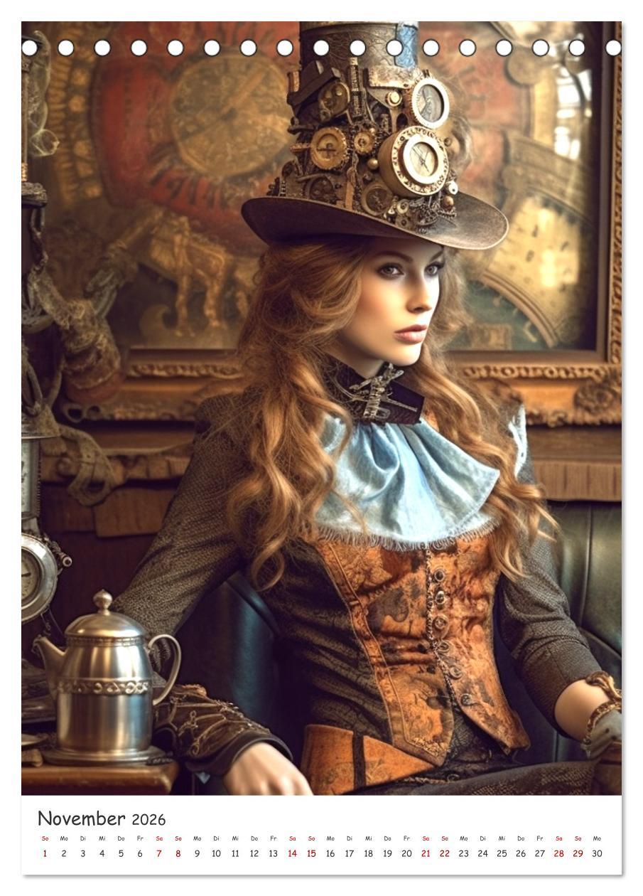 Beispielinhalt (Bild) Voll unter Dampf: Steampunker (Tischkalender 2026 DIN A5 hoch), CALVENDO Monatskalender