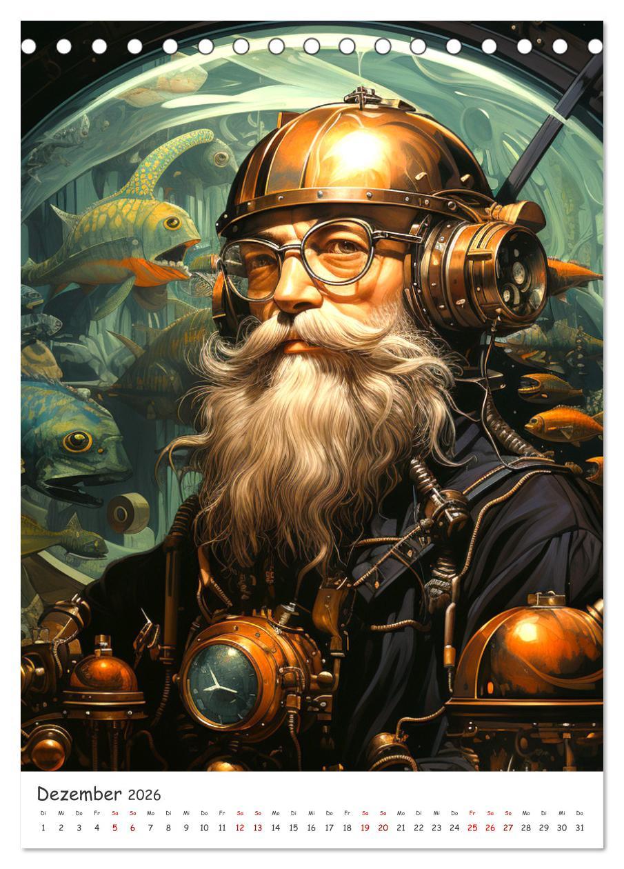 Beispielinhalt (Bild) Voll unter Dampf: Steampunker (Tischkalender 2026 DIN A5 hoch), CALVENDO Monatskalender