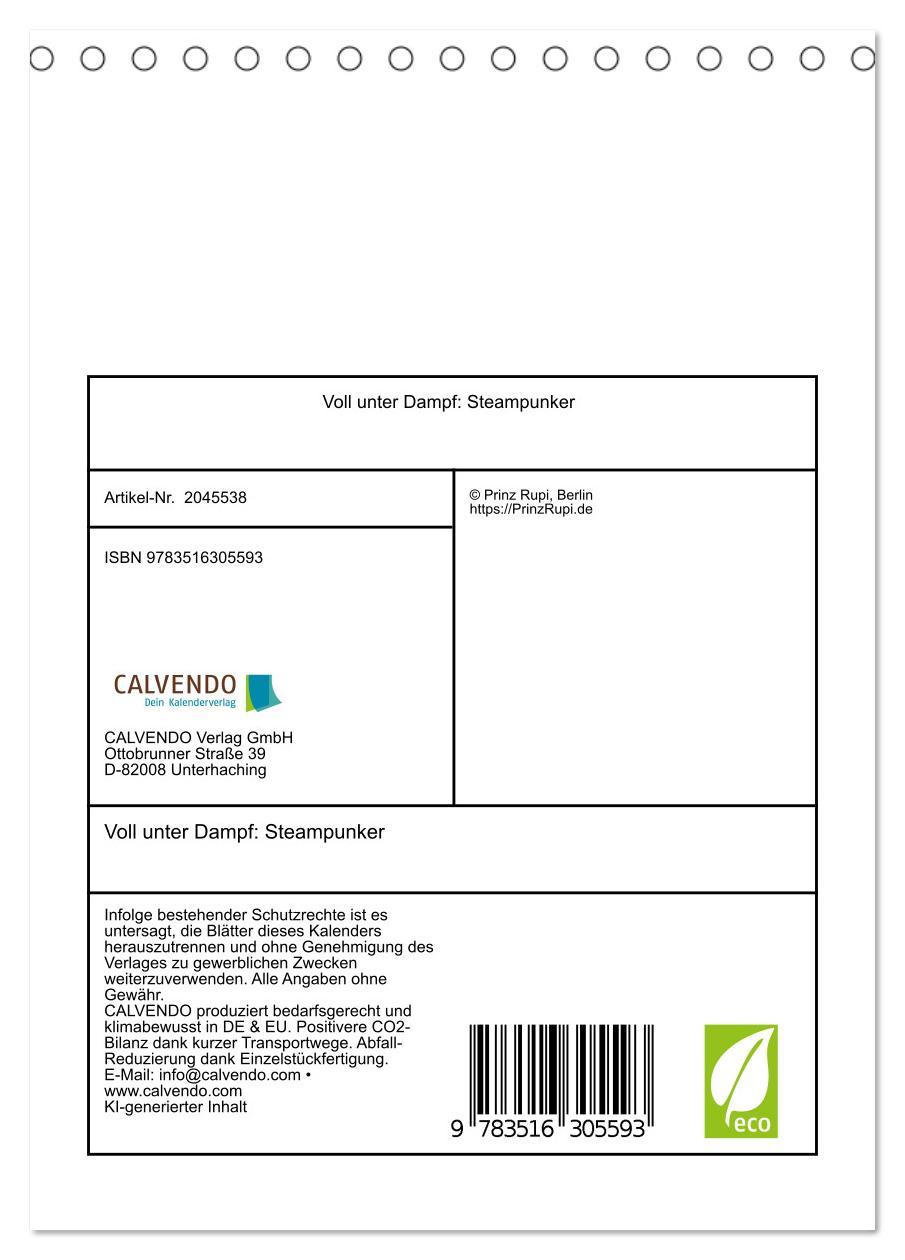 Beispielinhalt (Bild) Voll unter Dampf: Steampunker (Tischkalender 2026 DIN A5 hoch), CALVENDO Monatskalender