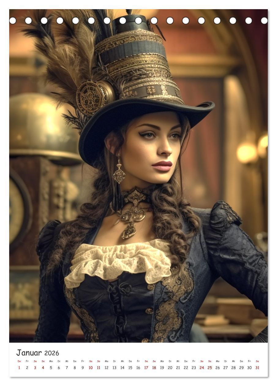 Beispielinhalt (Bild) Voll unter Dampf: Steampunker (Tischkalender 2026 DIN A5 hoch), CALVENDO Monatskalender