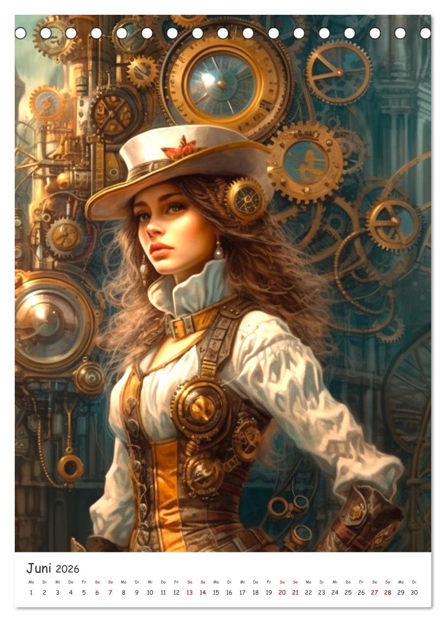 Beispielinhalt (Bild) Voll unter Dampf: Steampunker (Tischkalender 2026 DIN A5 hoch), CALVENDO Monatskalender