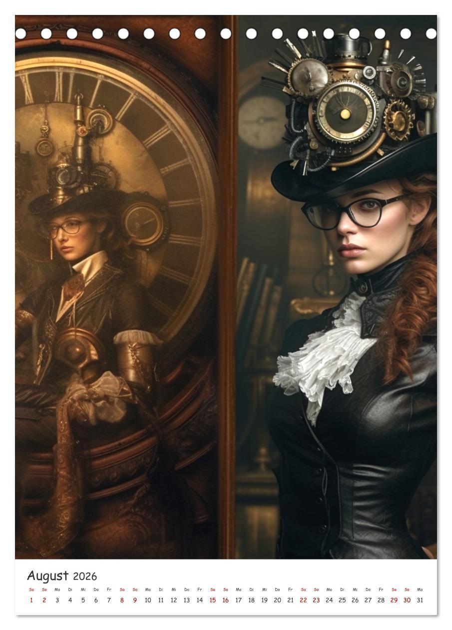 Beispielinhalt (Bild) Voll unter Dampf: Steampunker (Tischkalender 2026 DIN A5 hoch), CALVENDO Monatskalender