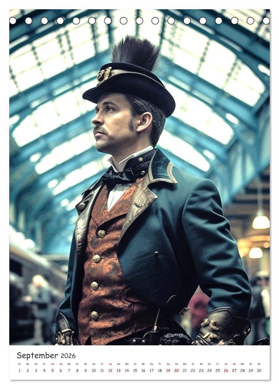 Beispielinhalt (Bild) Voll unter Dampf: Steampunker (Tischkalender 2026 DIN A5 hoch), CALVENDO Monatskalender
