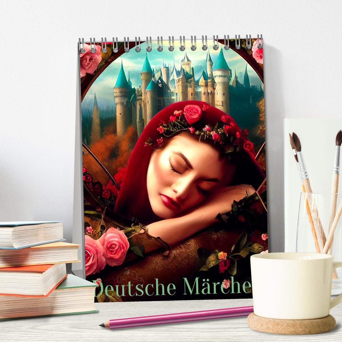 Beispielinhalt (Bild) Deutsche Märchen (Tischkalender 2026 DIN A5 hoch), CALVENDO Monatskalender