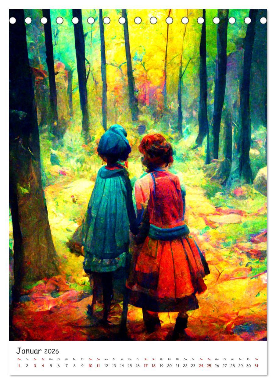 Beispielinhalt (Bild) Deutsche Märchen (Tischkalender 2026 DIN A5 hoch), CALVENDO Monatskalender