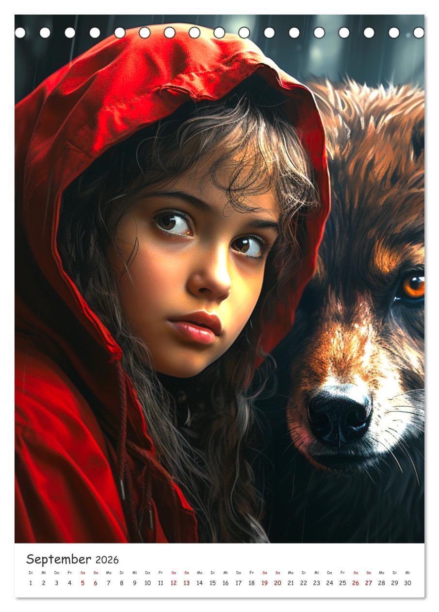Beispielinhalt (Bild) Deutsche Märchen (Tischkalender 2026 DIN A5 hoch), CALVENDO Monatskalender