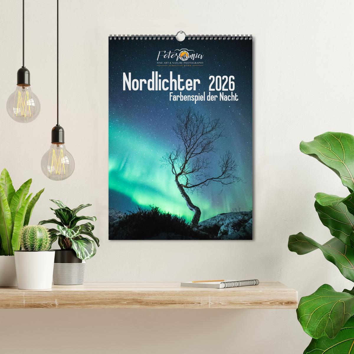 Beispielinhalt (Bild) Nordlichter - Farbenspiel der Nacht (Wandkalender 2026 DIN A3 hoch), CALVENDO Monatskalender