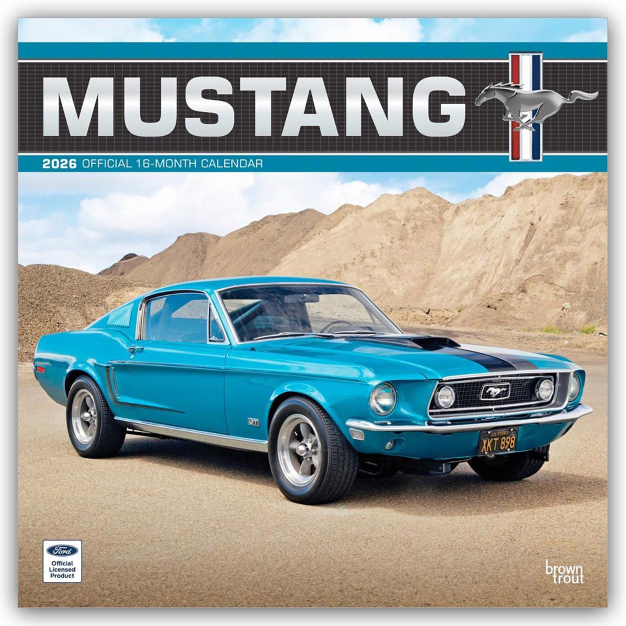 Vorderes Coverbild Ford Mustang Official 2026 12 X 24 Inch (Hanging) Monthly Square Wall Calendar Foil Stamped Cover Plastic-Free