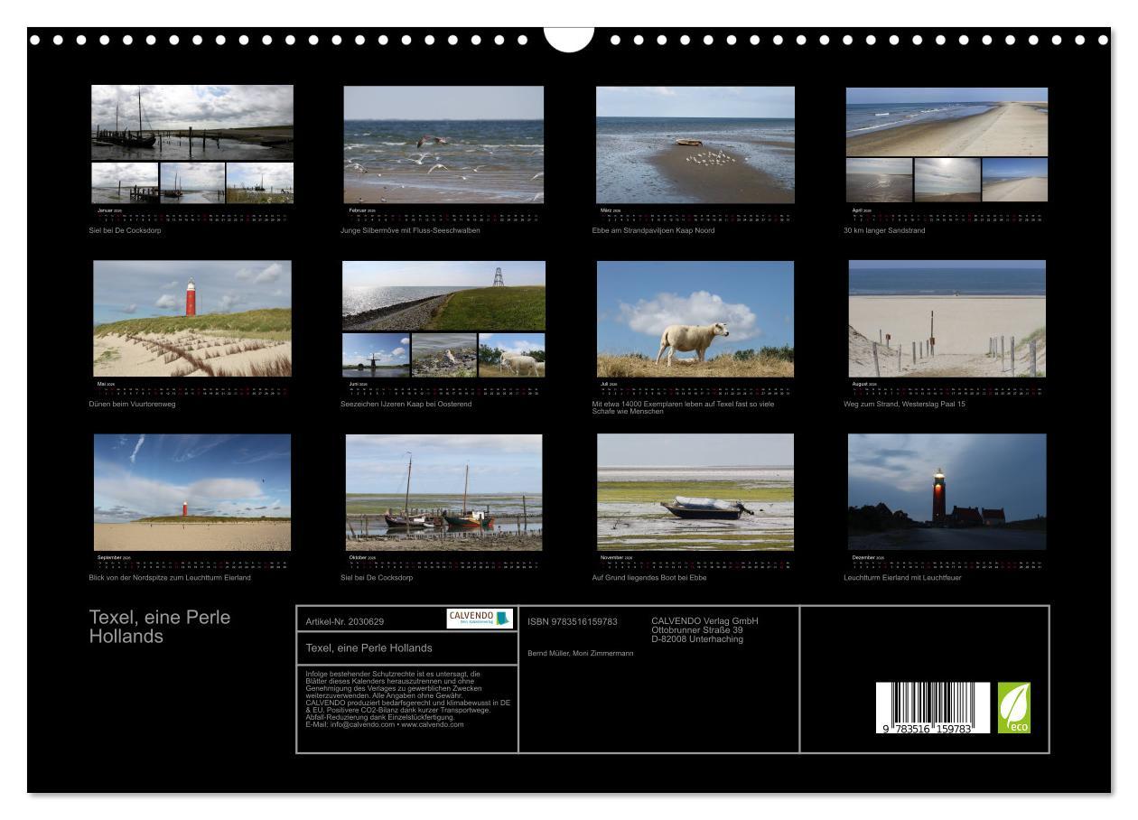 Beispielinhalt (Bild) Texel, eine Perle Hollands (Wandkalender 2026 DIN A3 quer), CALVENDO Monatskalender