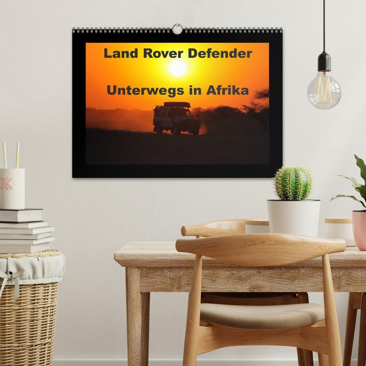Beispielinhalt (Bild) Land Rover Defender - Unterwegs in Afrika (Wandkalender 2026 DIN A3 quer), CALVENDO Monatskalender